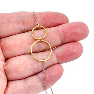 Vintage Sterling Silver 925 Gold-Tone Interlocking Ring Necklace 16.5"-18"